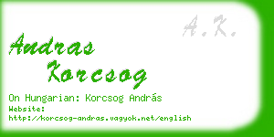 andras korcsog business card
